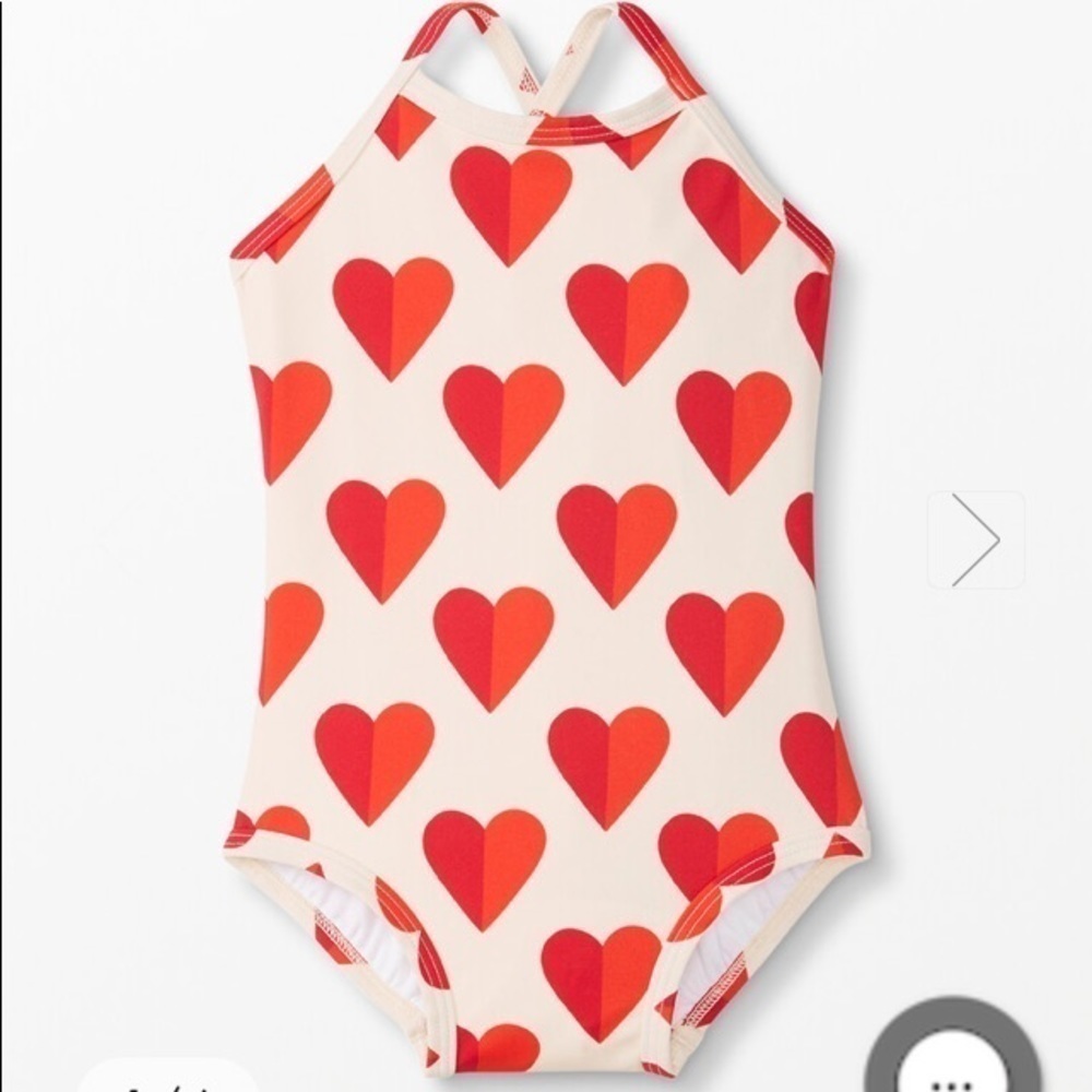 Hanna Andersson NWT Sunblock One Piece Swimsuit Sweet Hearts Pattern 2T Vacation